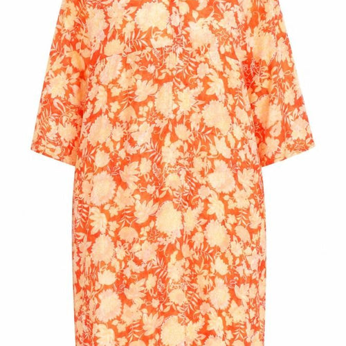 Part Two Women’s Orange Floral Viscose Midi Shift Dress Size 10