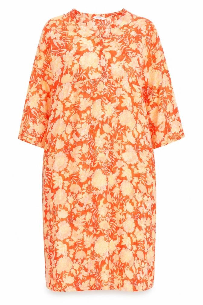 Part Two Women’s Orange Floral Viscose Midi Shift Dress Size 10