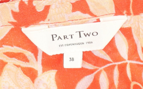 Part Two Women’s Orange Floral Viscose Midi Shift Dress Size 10