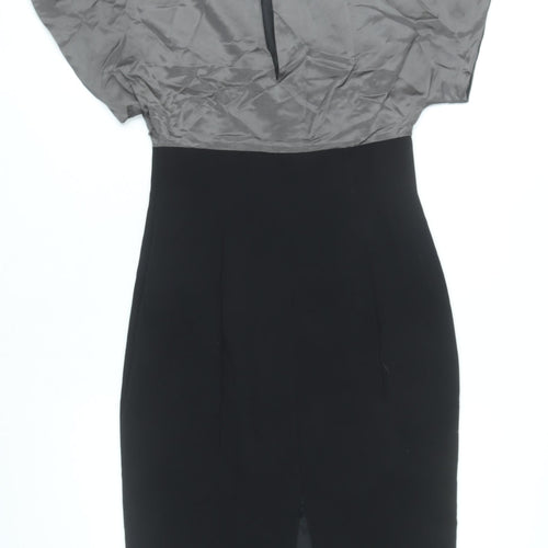 Coast Women’s Grey Black Sheath Dress Size 8 Silk Blend Formal