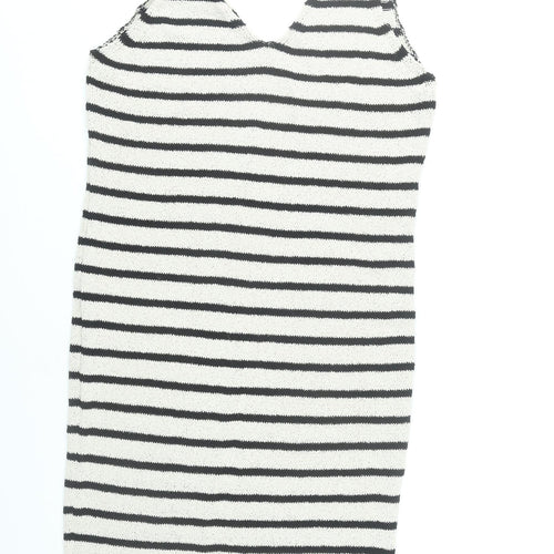 Primark Women’s Black White Striped Slip Dress Size 12-14 Summer Knit