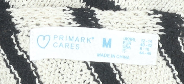 Primark Women’s Black White Striped Slip Dress Size 12-14 Summer Knit