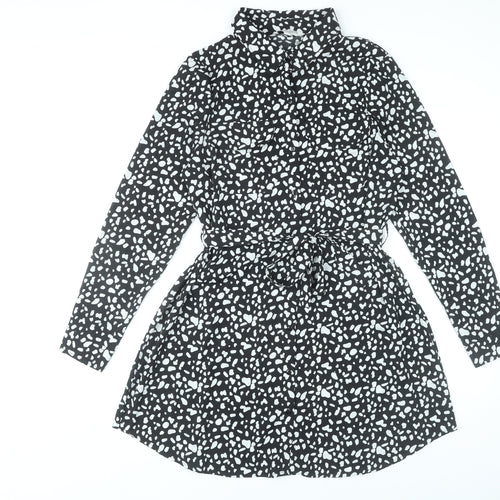 Brave Soul Women’s Black Animal Print Shirt Dress Size M