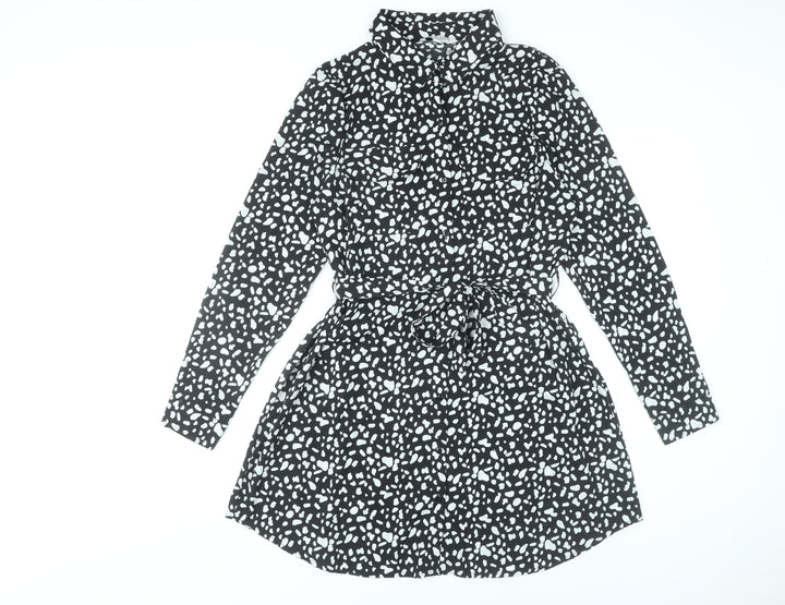 Brave Soul Women’s Black Animal Print Shirt Dress Size M
