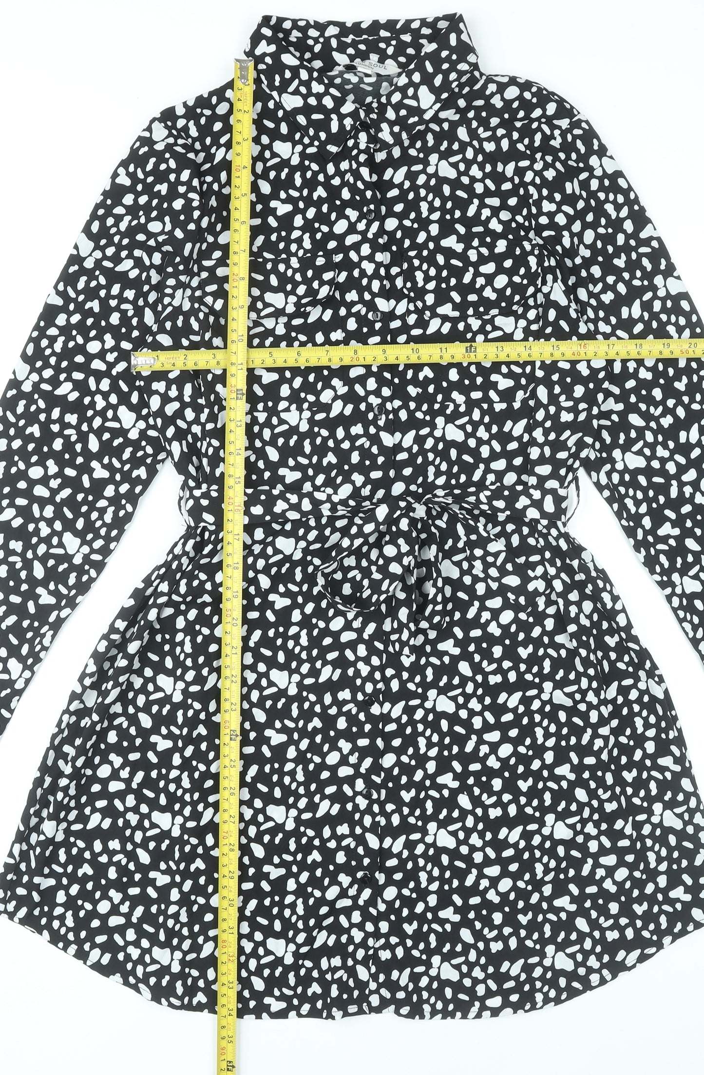 Brave Soul Women’s Black Animal Print Shirt Dress Size M