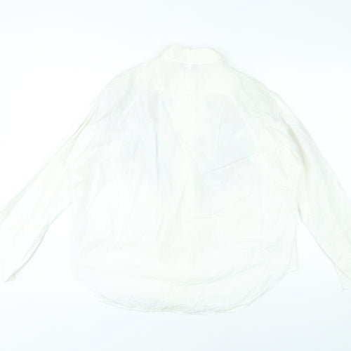 Topshop Womens White Floral Embroidered Cotton Button-Up Shirt UK 6