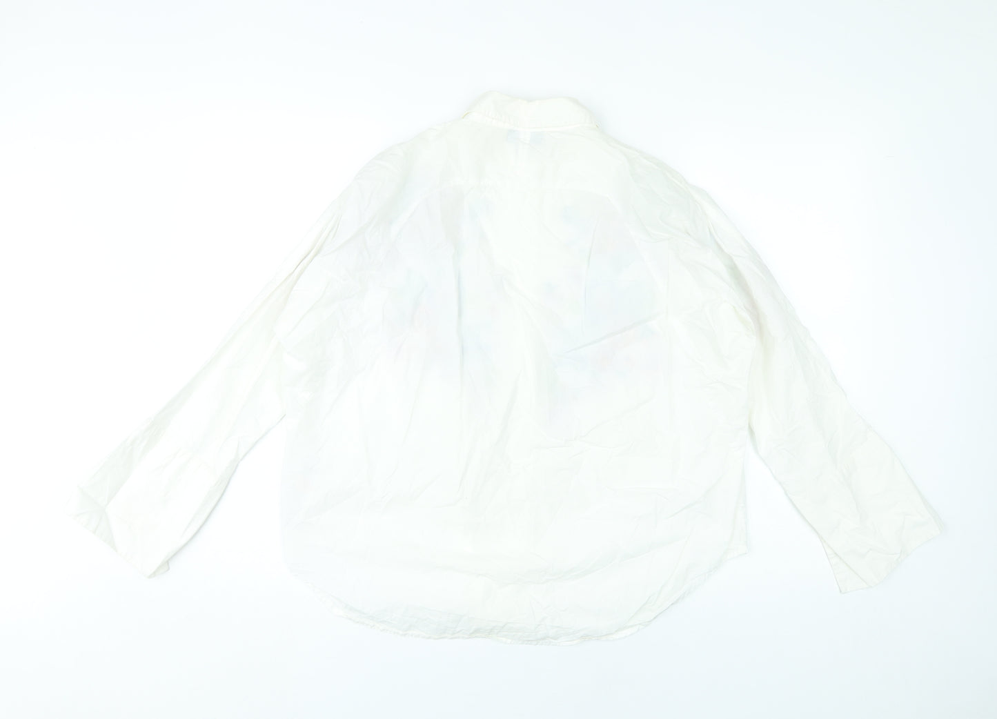 Topshop Womens White Floral Embroidered Cotton Button-Up Shirt UK 6