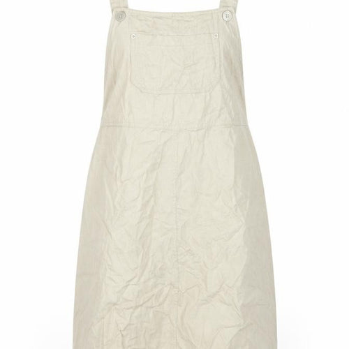 Sag Harbor Women Beige L Pinafore Dress Cotton Button Tie