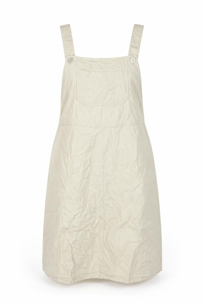Sag Harbor Women Beige L Pinafore Dress Cotton Button Tie