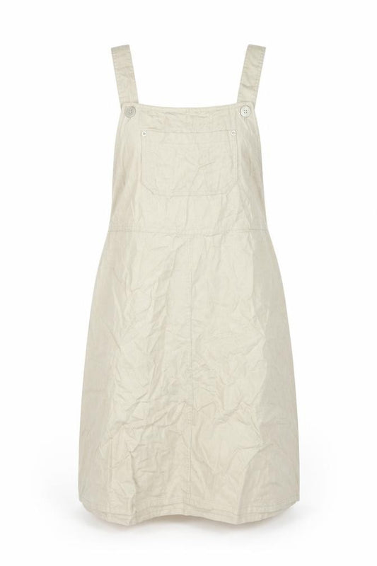 Front view of Sag Harbor Women Beige L Pinafore Dress Cotton Button Tie