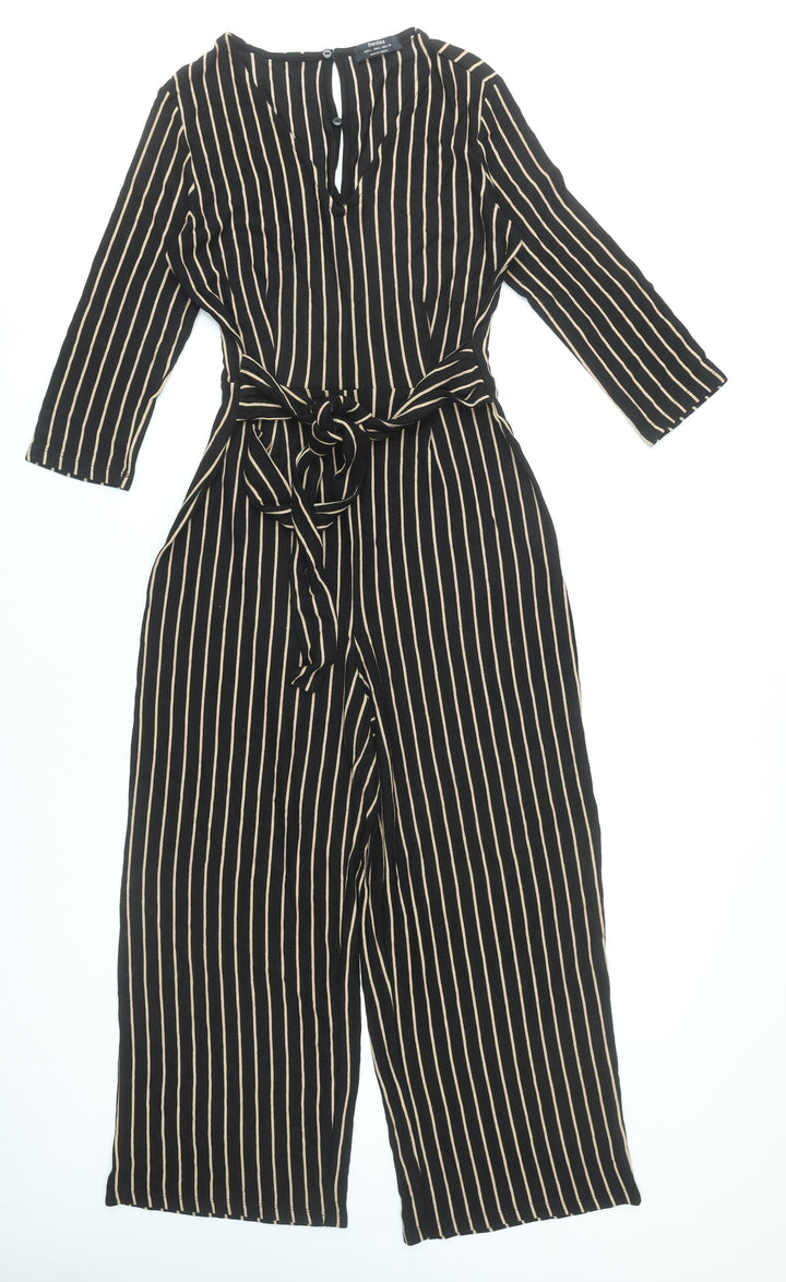 Bershka Women’s Black Striped Wide-Leg Jumpsuit Size 12