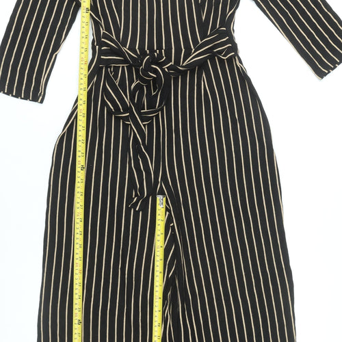 Bershka Women’s Black Striped Wide-Leg Jumpsuit Size 12