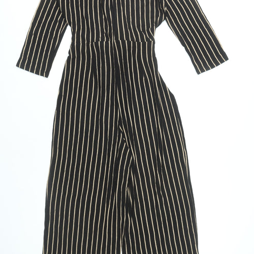 Bershka Women’s Black Striped Wide-Leg Jumpsuit Size 12