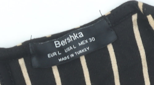 Bershka Women’s Black Striped Wide-Leg Jumpsuit Size 12