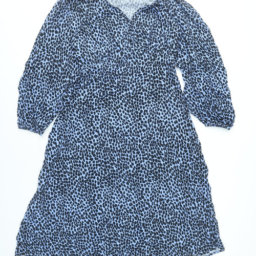Marks and Spencer Women’s Blue Animal Print Viscose Shift Dress Size 12 Petite