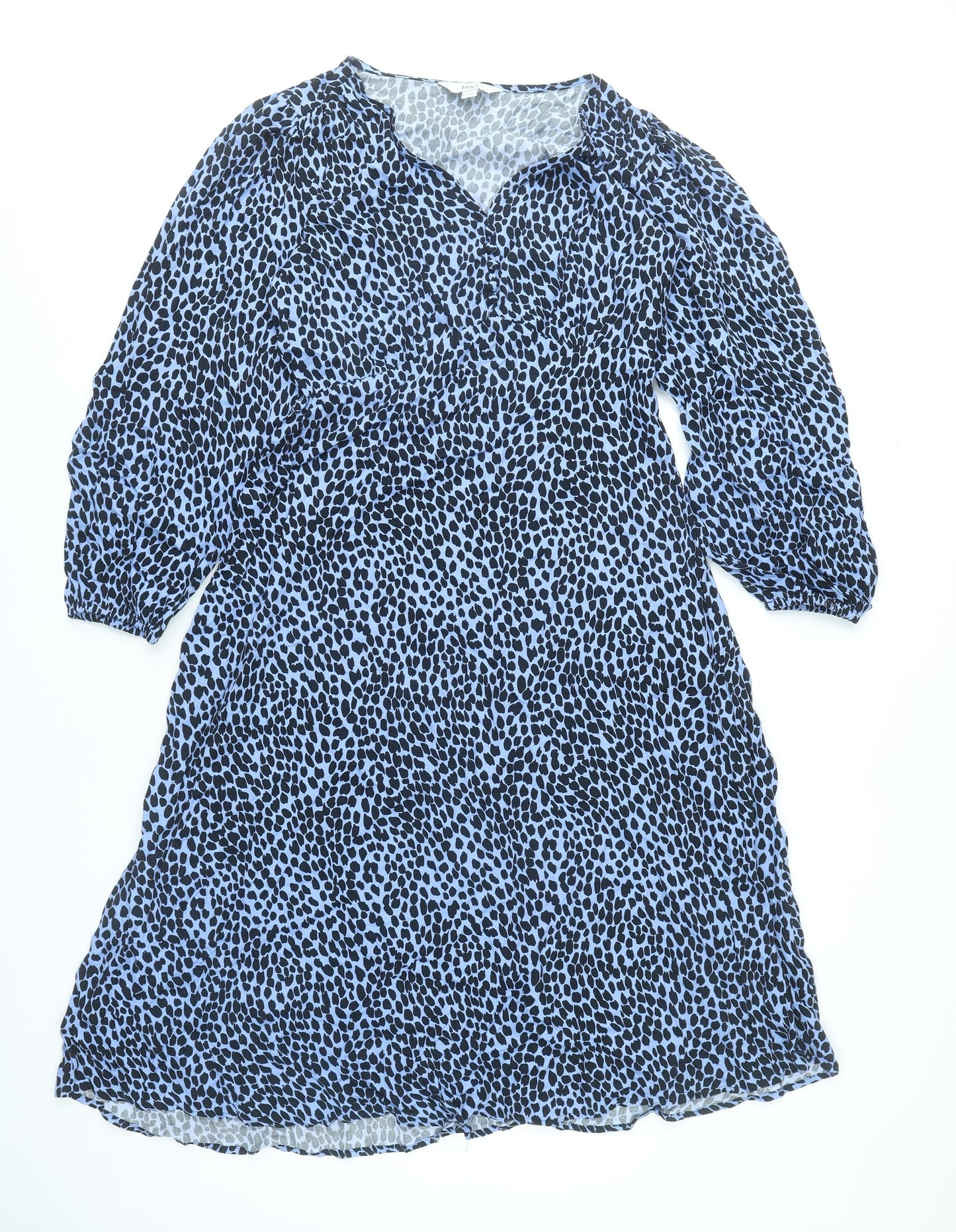 Marks and Spencer Women’s Blue Animal Print Viscose Shift Dress Size 12 Petite