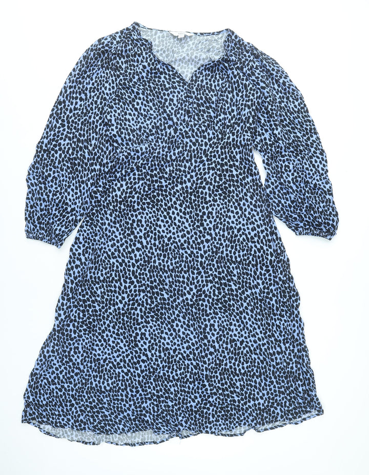 Marks and Spencer Women’s Blue Animal Print Viscose Shift Dress Size 12 Petite