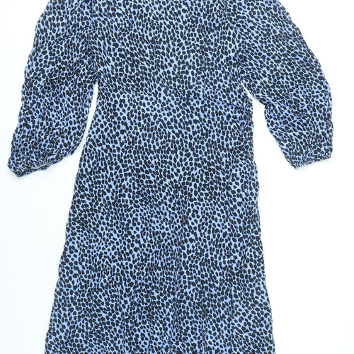 Marks and Spencer Women’s Blue Animal Print Viscose Shift Dress Size 12 Petite