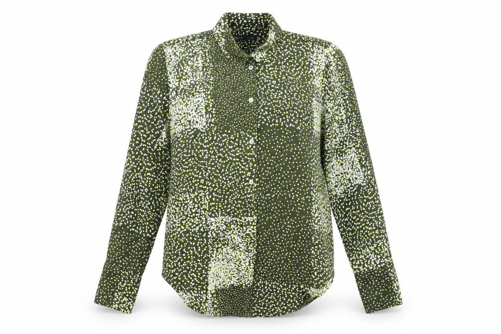 Front view of Marks & Spencer Women’s Green Button-Up Blouse, size UK 6, Polyester