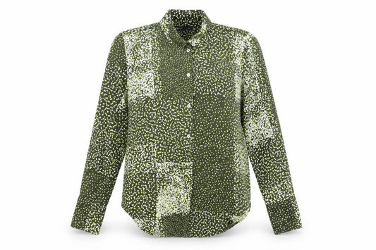 Front view of Marks & Spencer Women’s Green Button-Up Blouse, size UK 6, Polyester