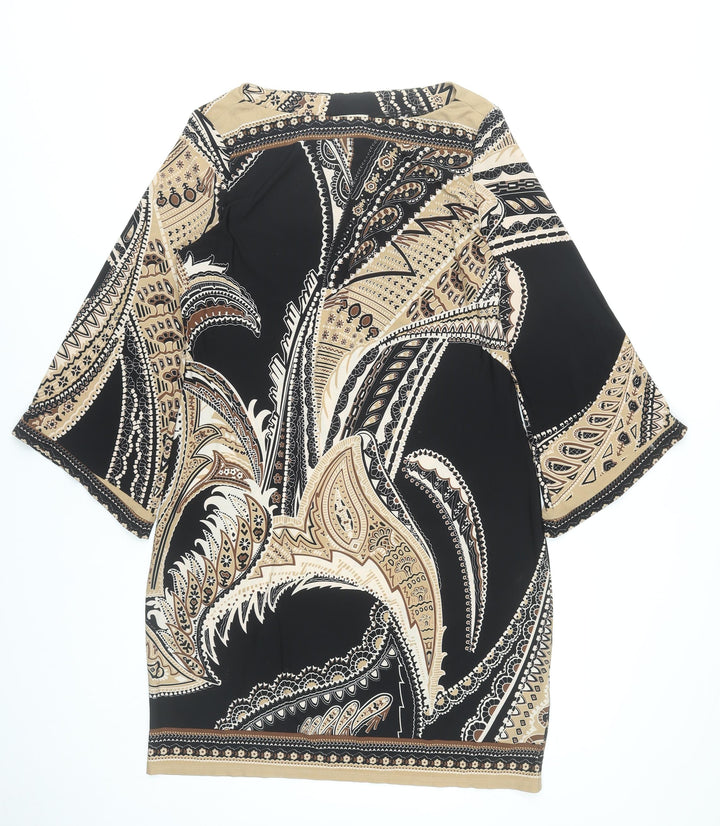 Beige by eci Women’s Black Beige Paisley Shift Dress UK 12