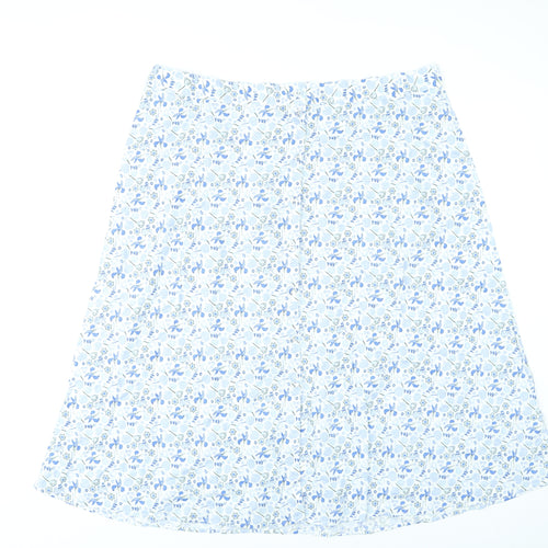 Marks and Spencer Women’s Blue Floral A-Line Cotton Skirt Size 22