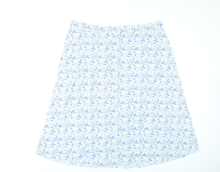 Marks and Spencer Women’s Blue Floral A-Line Cotton Skirt Size 22