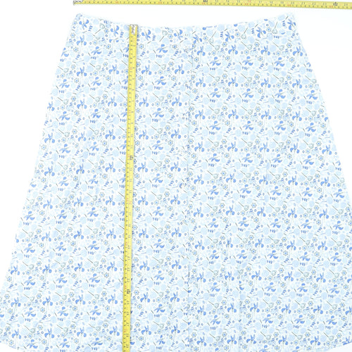 Marks and Spencer Women’s Blue Floral A-Line Cotton Skirt Size 22