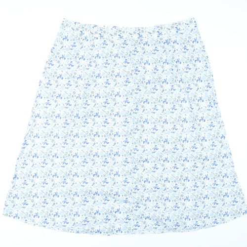 Marks and Spencer Women’s Blue Floral A-Line Cotton Skirt Size 22