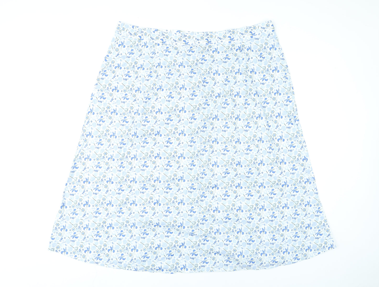 Marks and Spencer Women’s Blue Floral A-Line Cotton Skirt Size 22