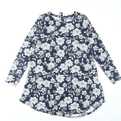 Dorothy Perkins Women’s Blue Floral Shift Dress Size 10 Long Sleeve