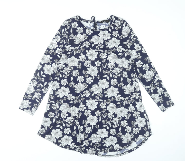 Dorothy Perkins Women’s Blue Floral Shift Dress Size 10 Long Sleeve