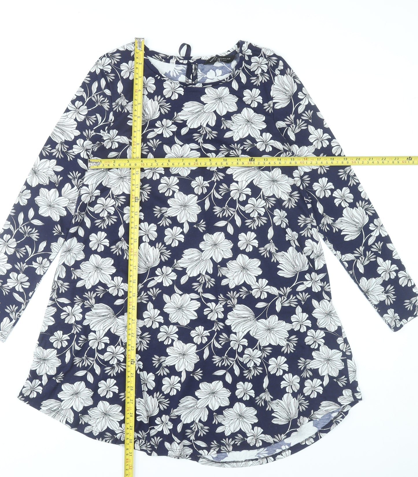 Dorothy Perkins Women’s Blue Floral Shift Dress Size 10 Long Sleeve