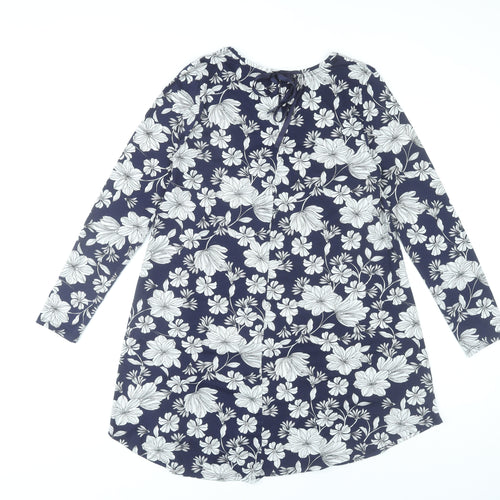 Dorothy Perkins Women’s Blue Floral Shift Dress Size 10 Long Sleeve