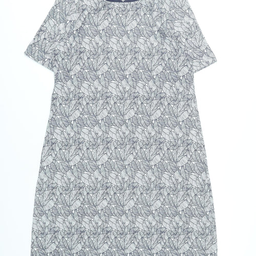 Tigi Womens Grey Leaf Print Shift Dress Size 10-12 Casual