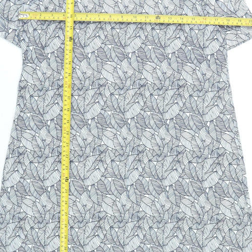 Tigi Womens Grey Leaf Print Shift Dress Size 10-12 Casual