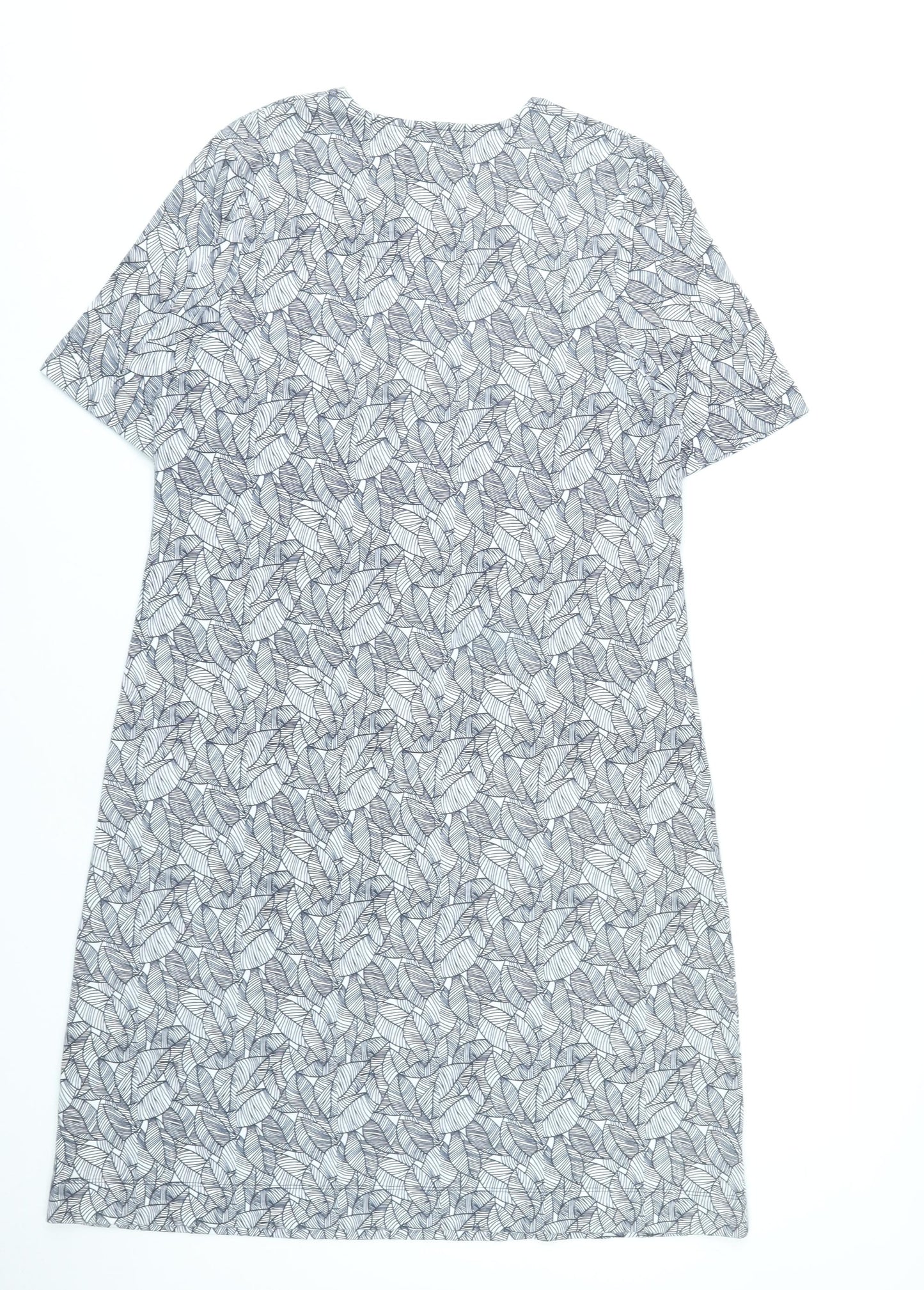 Tigi Womens Grey Leaf Print Shift Dress Size 10-12 Casual