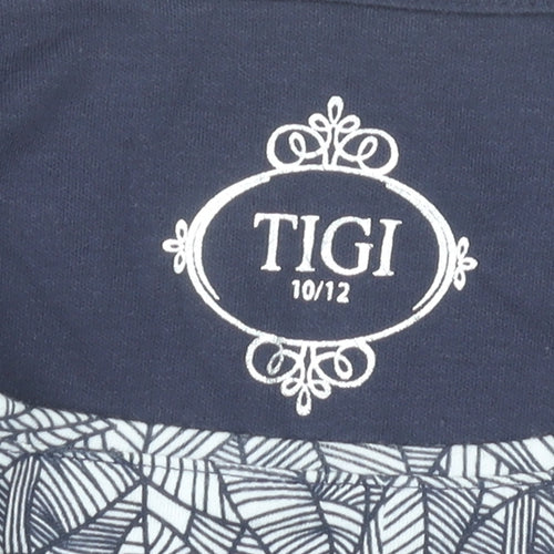 Tigi Womens Grey Leaf Print Shift Dress Size 10-12 Casual