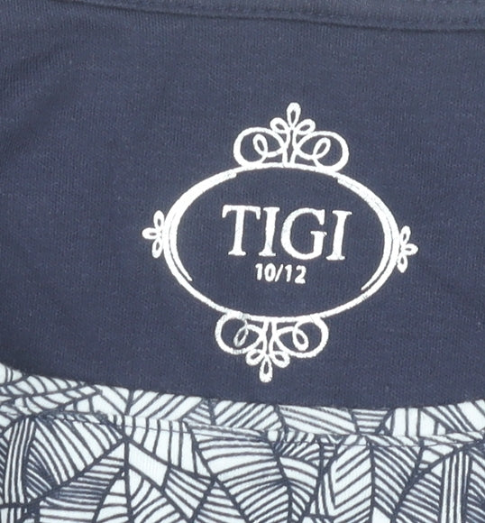 Tigi Womens Grey Leaf Print Shift Dress Size 10-12 Casual