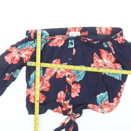 Solitaire Women’s Multicoloured Floral Rayon Blouse L Off Shoulder