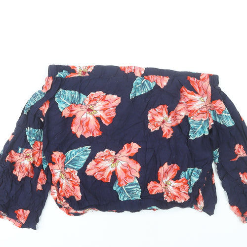 Solitaire Women’s Multicoloured Floral Rayon Blouse L Off Shoulder