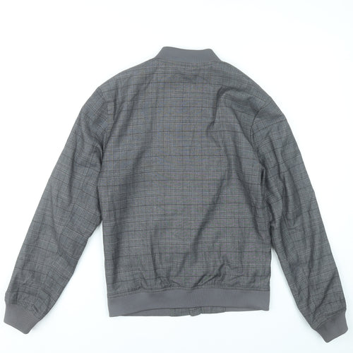 Primark Mens Grey XS Bomber Jacket Check Pattern Casual