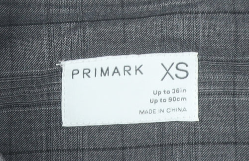 Primark Mens Grey XS Bomber Jacket Check Pattern Casual