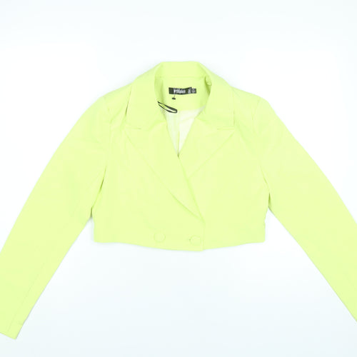 Missguided Women’s Yellow Cropped Blazer Jacket Size 8