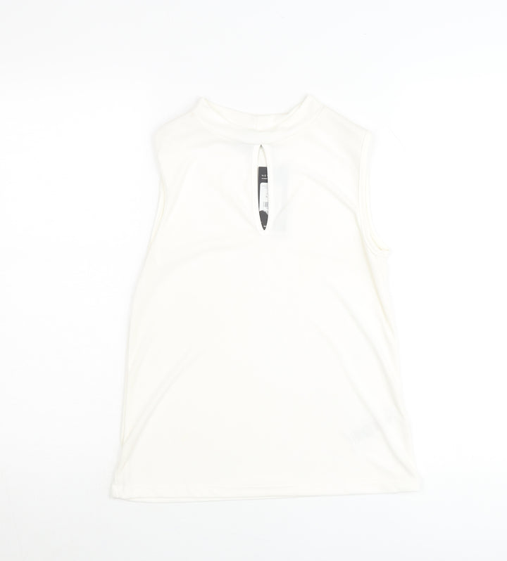 New Look Women Ivory High Neck Sleeveless Tank Top UK 6