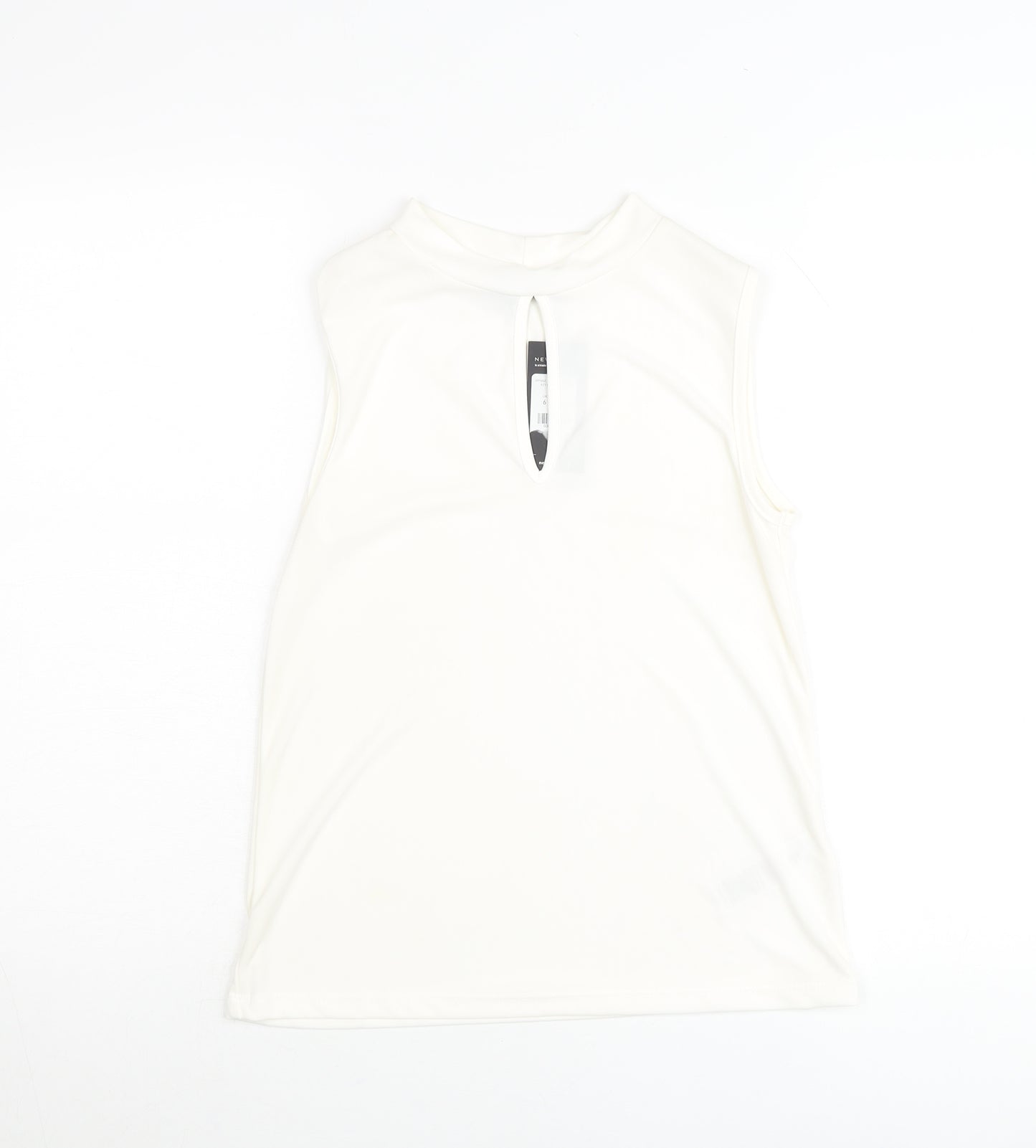 New Look Women Ivory High Neck Sleeveless Tank Top UK 6