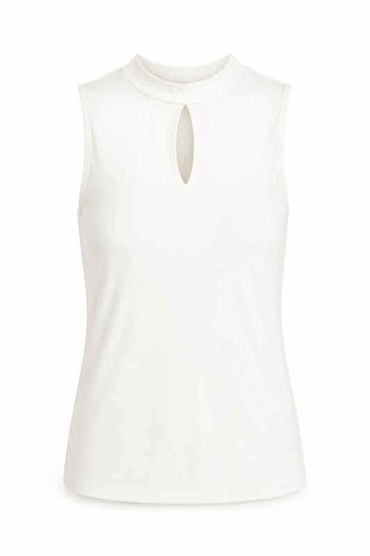 Front view of New Look Women Ivory High Neck Sleeveless Tank Top UK 6