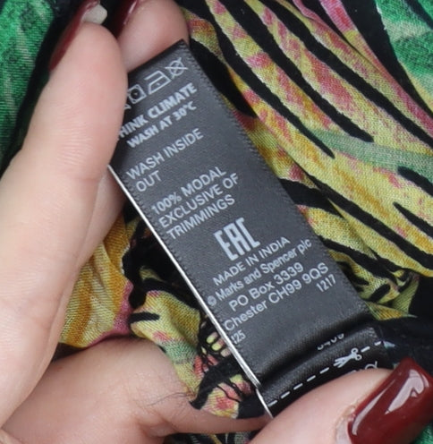 Marks and Spencer Women’s Black Multicoloured Tropical Playsuit Size 12