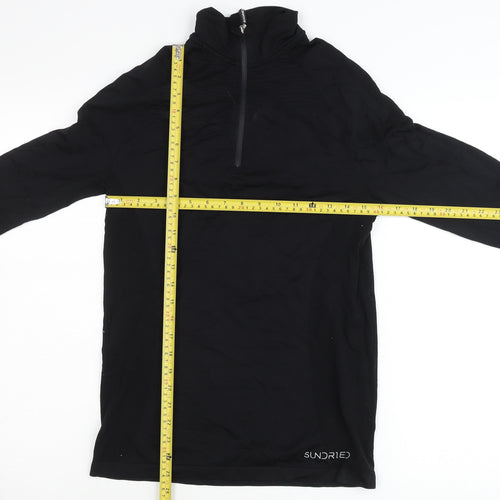 Sundried Men’s Black Pullover Jumper L Athletic Mock Neck 1/4 Zip Sports Top