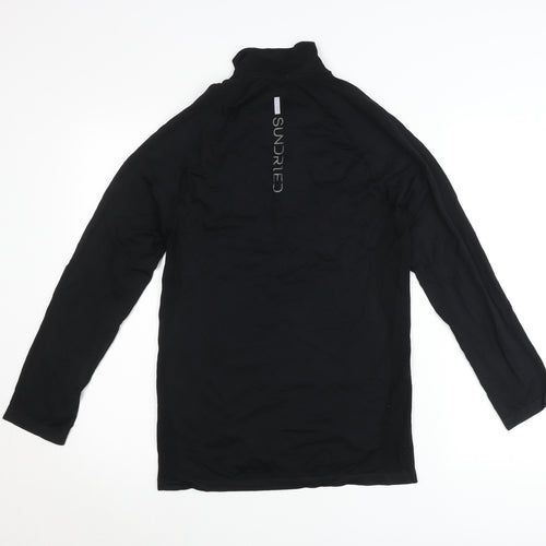 Sundried Men’s Black Pullover Jumper L Athletic Mock Neck 1/4 Zip Sports Top